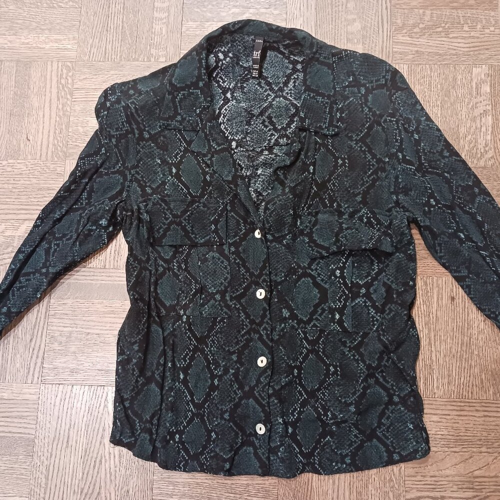 Zara pattern shirt blouse trf collection size m